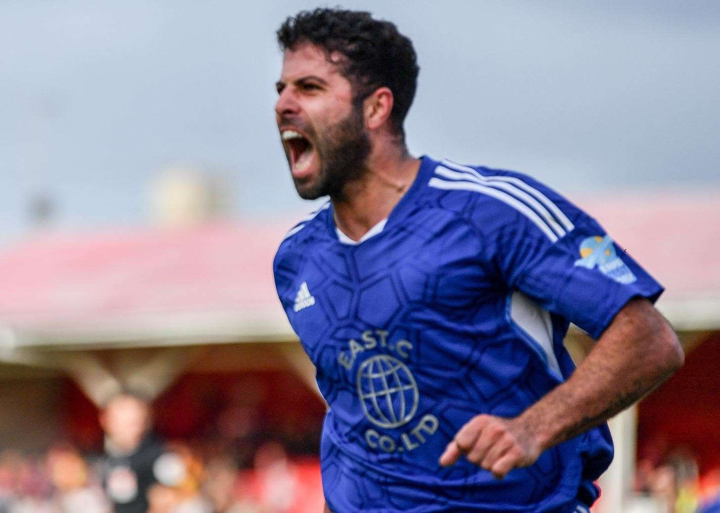 Yaser Kasim celebrates scoring for Welling. Picture: Dave Budden