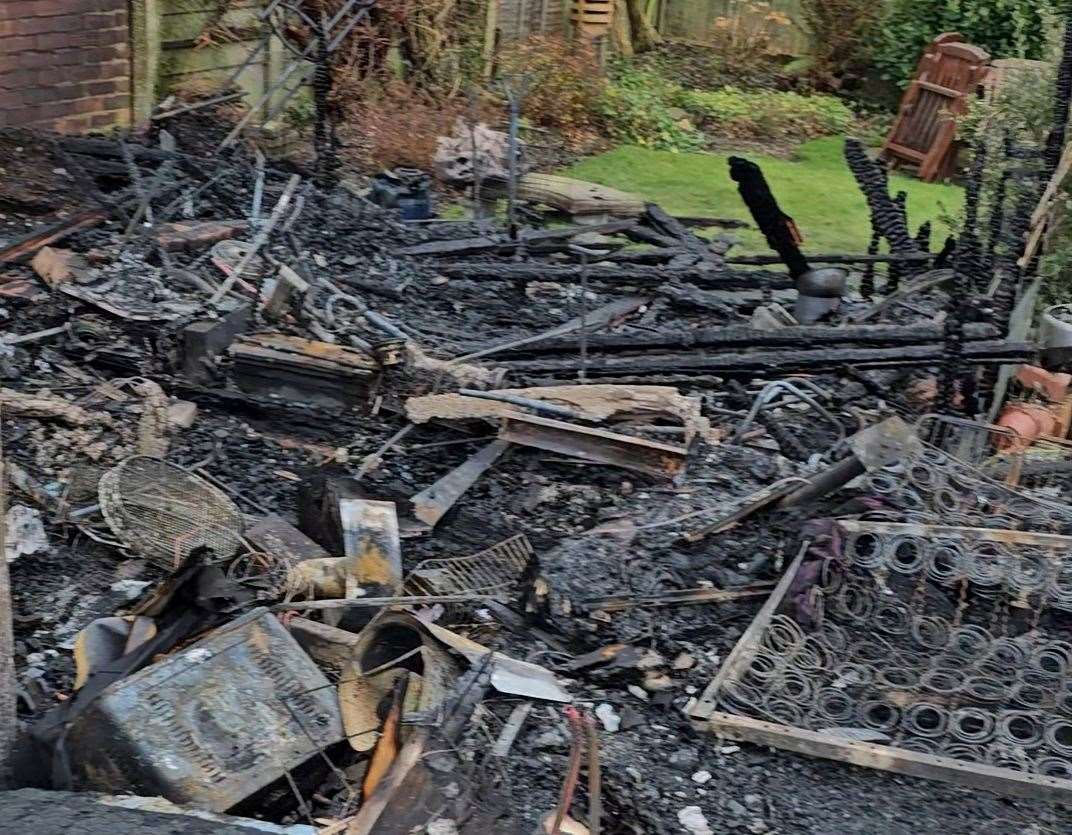 What is left of the shed that Emma Churchill's rabbits and guinea pigs were kept in. Picture: Emma Churchill