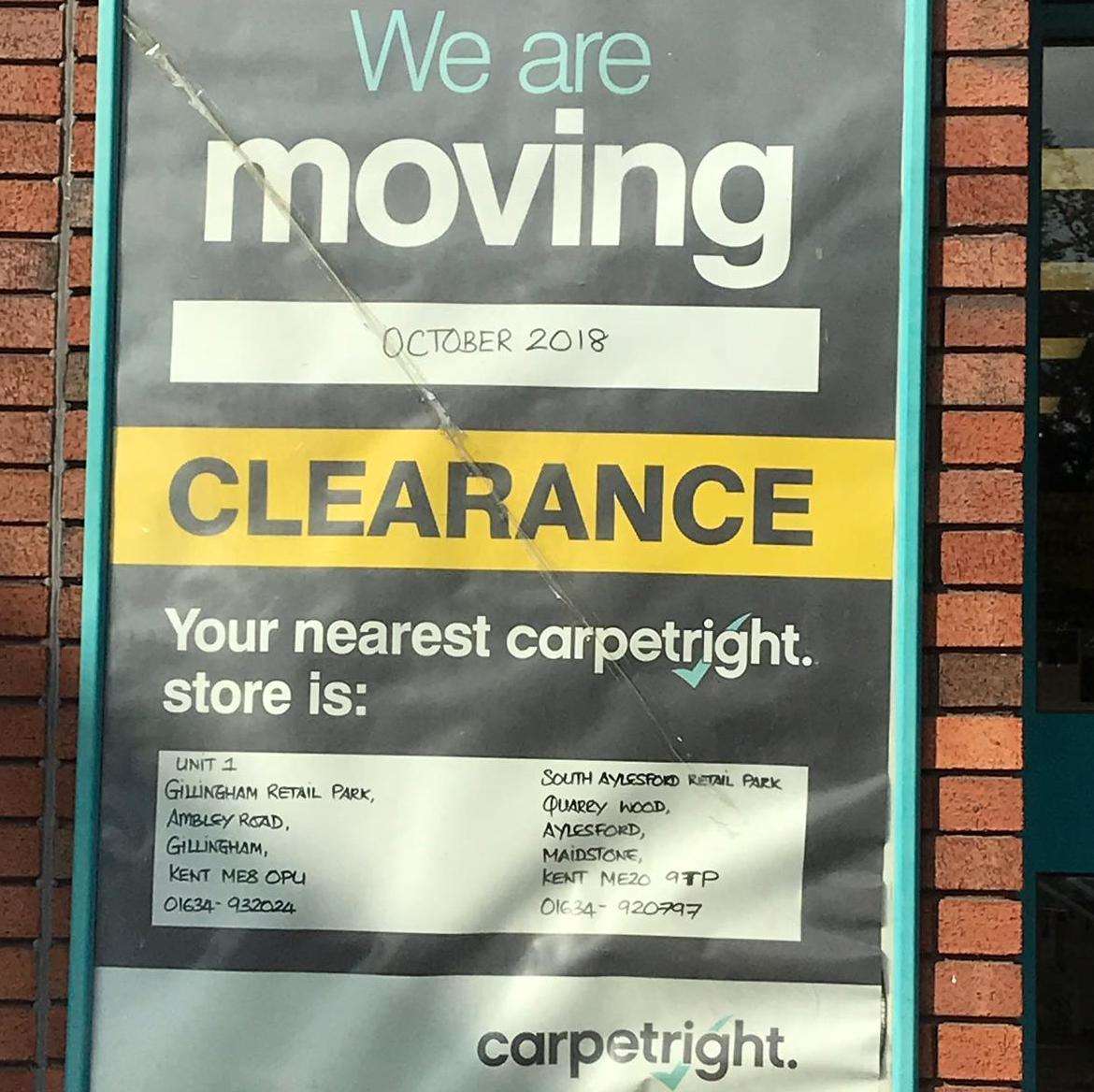 Carpetright in Chatham is moving this October