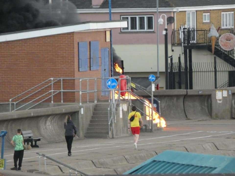 Firefighters were called to a bin fire in Beach Street, Sheerness on Friday. Picture: Paula Fagg (48628554)