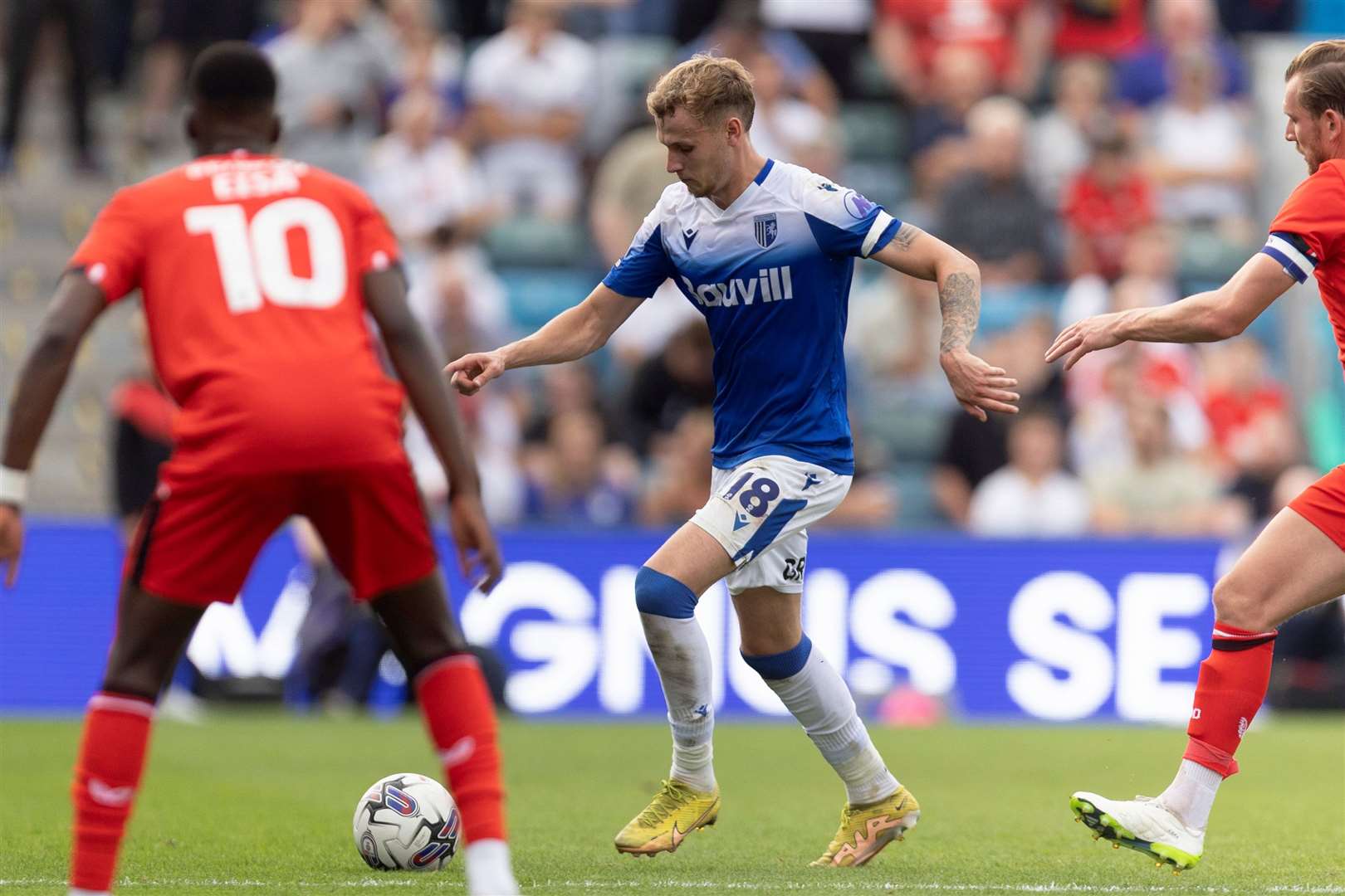 Ethan Coleman in action for the Gills last weekend against MK Dons Picture: @Julian_KPI