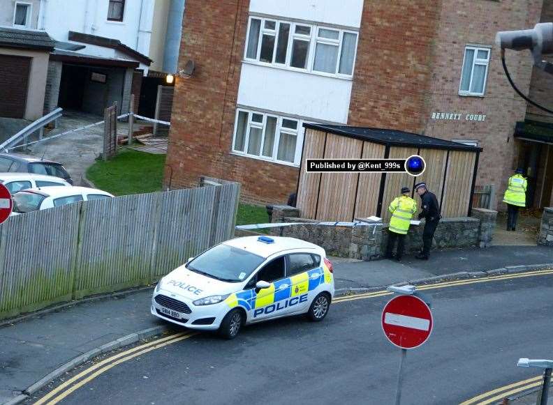 Police at the scene in Fokestone. Picture: @Kent_999s