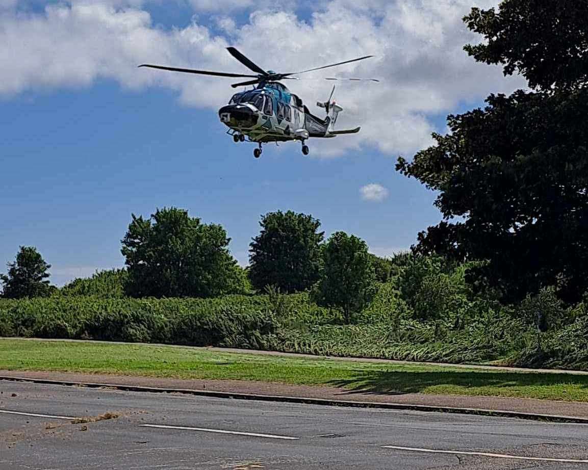 An air ambulance was pictured leaving Dane Valley Road on Wednesday afternoon