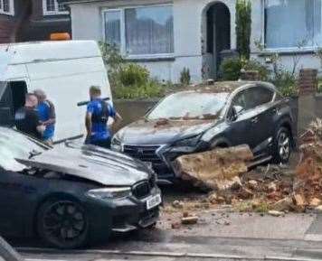 Footage shows Gills players after crashing into a wall in Woodlands Road, Gillingham