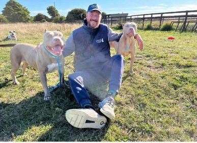 Lee Sansum, 38, with his XL Bullies