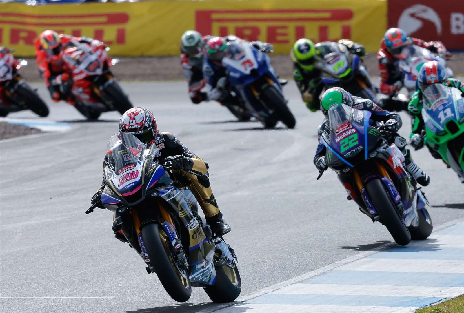 Lydd’s Bradley Ray (No.28) was among the winners when the British Superbikes went north of the border to Knockhill. Picture: Ian Hopgood Photography