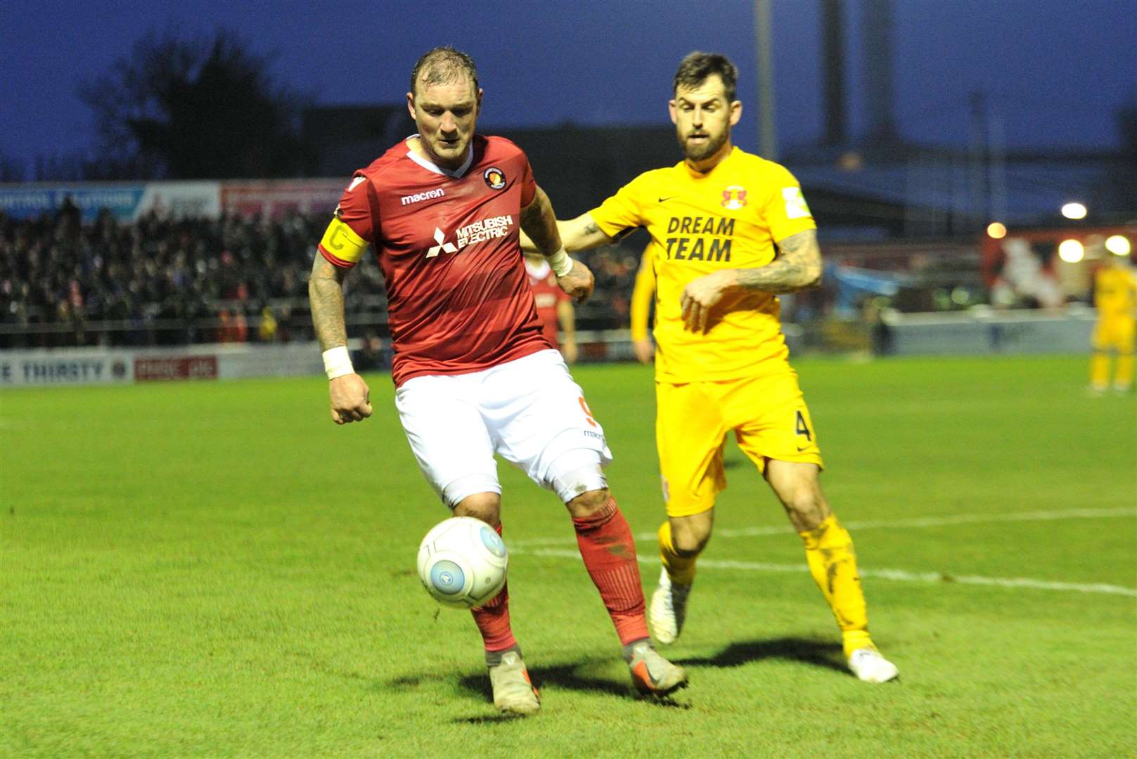 Danny Kedwell on the ball during Ebbsfleet's win over Leyton Orient Picture: Simon Hildrew