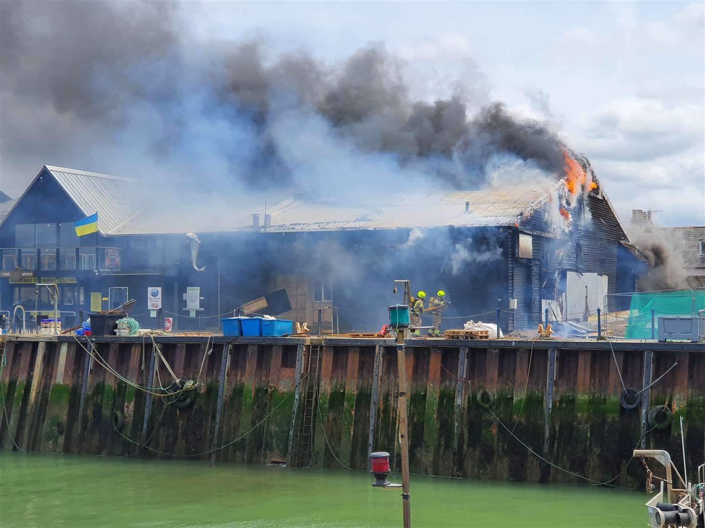 Smoke and flames pouring from the building. Picture: Mary Whelan