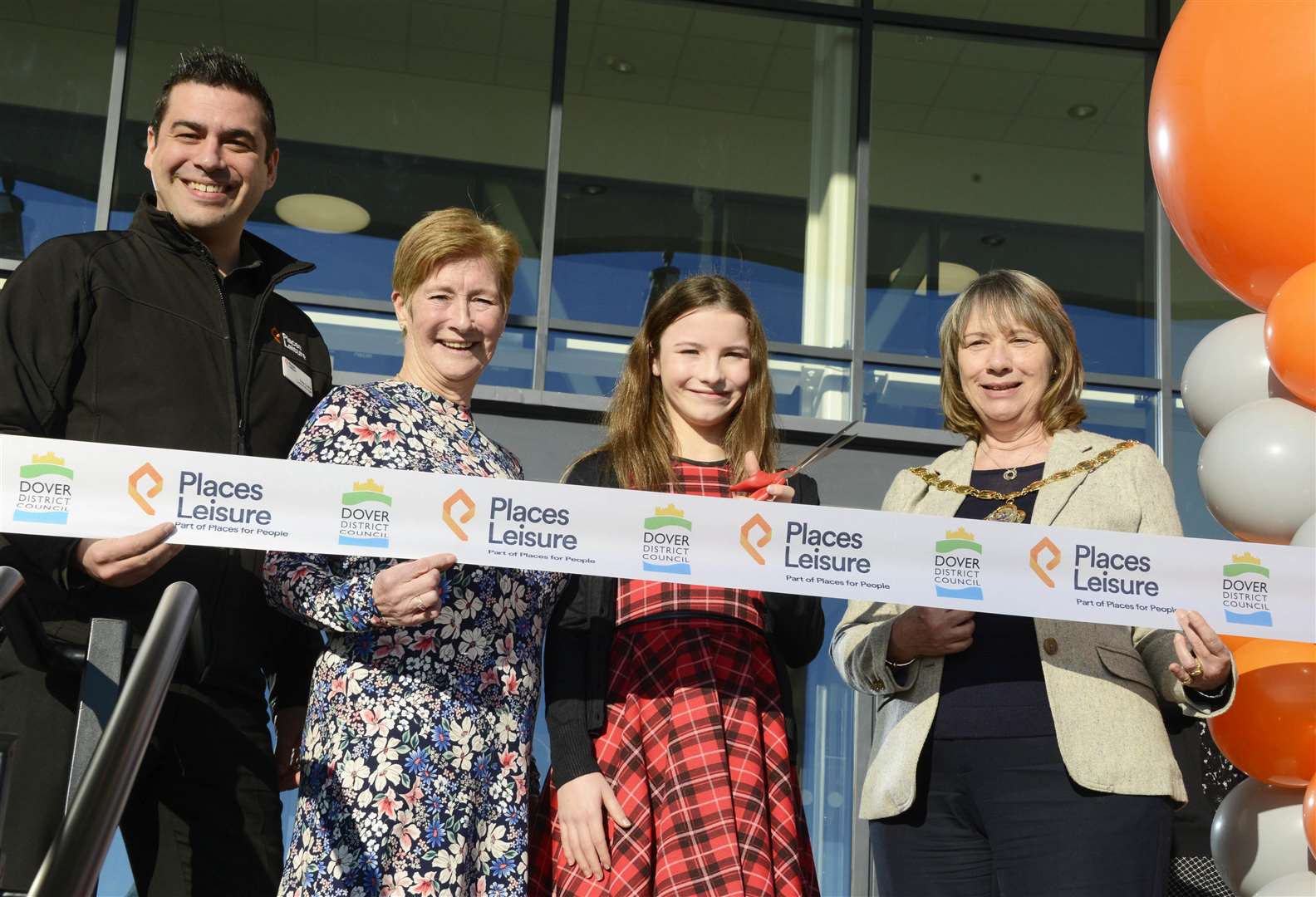 Tony Craver, Emily Rose Evans,Gloria Riley and Sue Chandler just before the ribbon is cut.Picture: Paul Amos. (7397362)