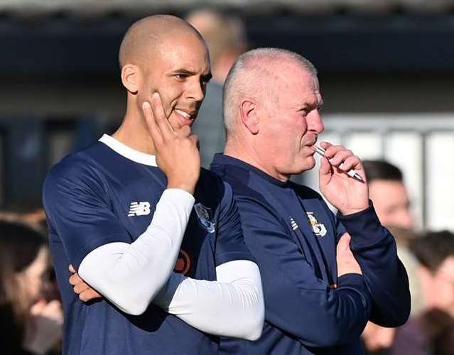 Dartford manager Alan Dowson, right, and coach Christian Jolley.