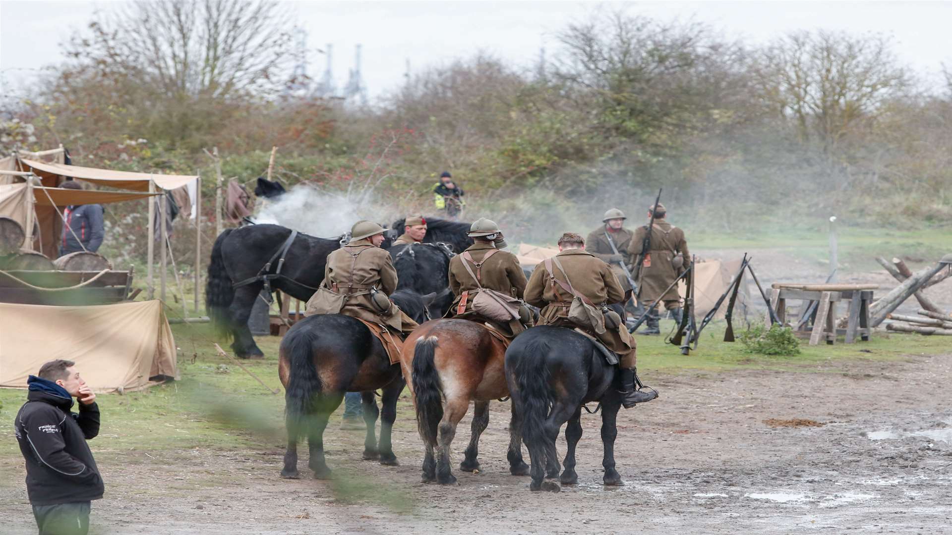 Filming at the location of the Warner Brothers production in Lower Halstow