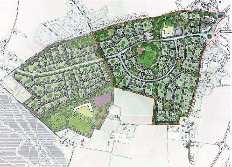 Westwood Village plans for 900 homes, new school and hotels, shops, restaurants - opposite Westwood Cross (7439246)