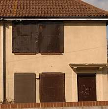 Boarded up house in Gravesend.