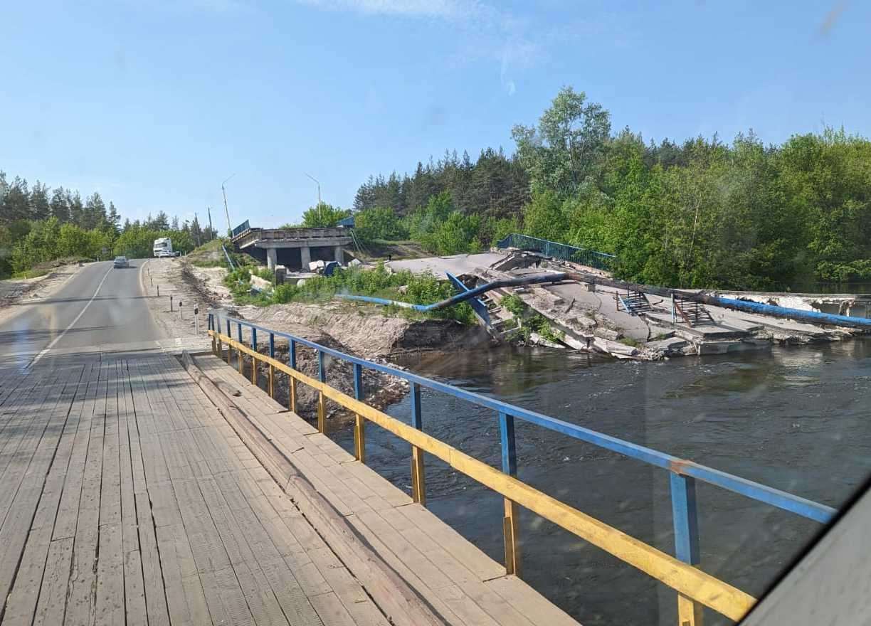 Destruction from Russian solders at a bridge in Ukraine. Picture: Phil Hodges