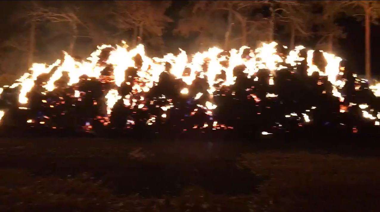 Straw bales on fire in Broomfield. Picture: Guy Eckley of Pure Kent (3552846)