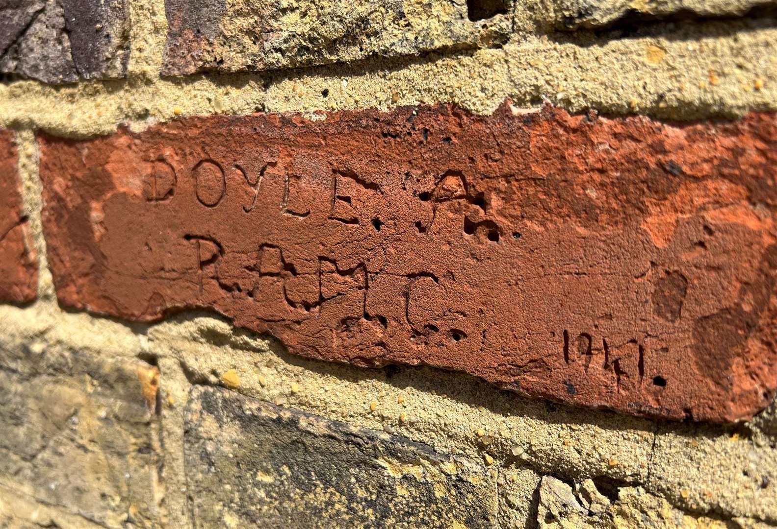 I bet no-one told off this soldier for engraving his name in the wall at the hospital which once stood on the site of Westwood Cross in Thanet