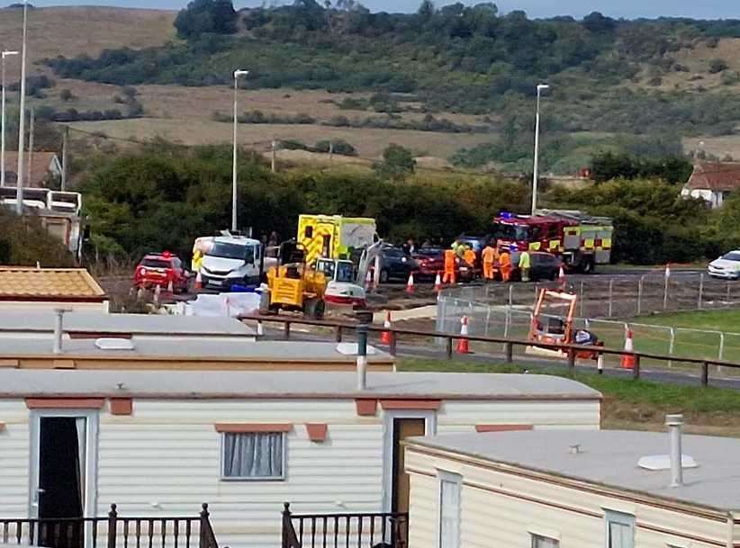 The A259 Dymchurch Road in West Hythe has been shut in both directions following an incident. Picture: Dave Thomas