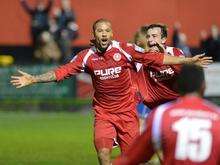 Ross Lafayette celebrates against Salisbury