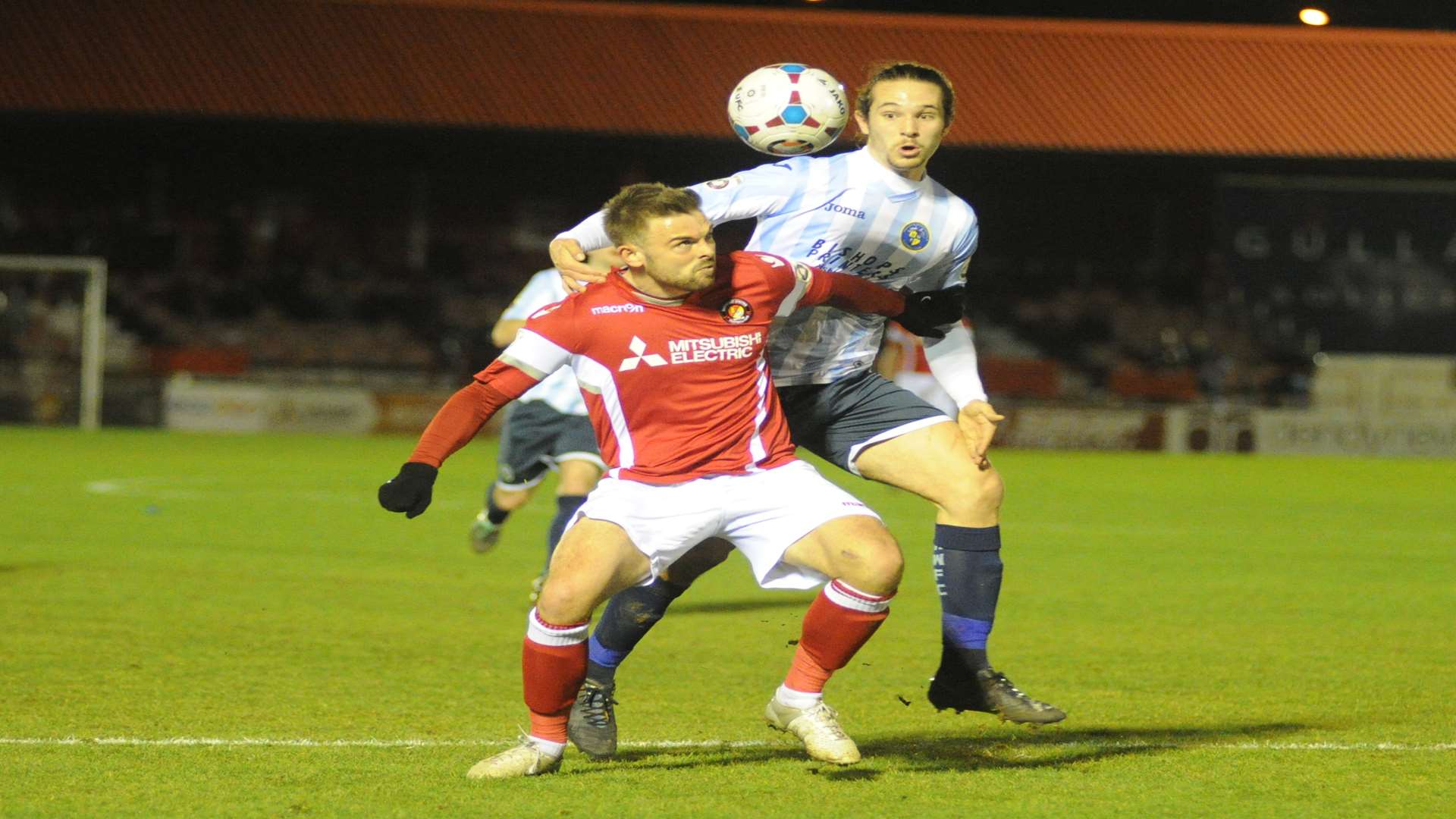 Matt Godden shields the ball for Ebbsfleet against Havant & Waterlooville Picture: Steve Crispe