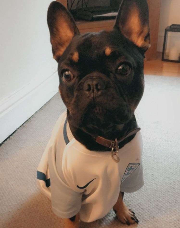 Sunni, one, from Sittingbourne, with his England top on