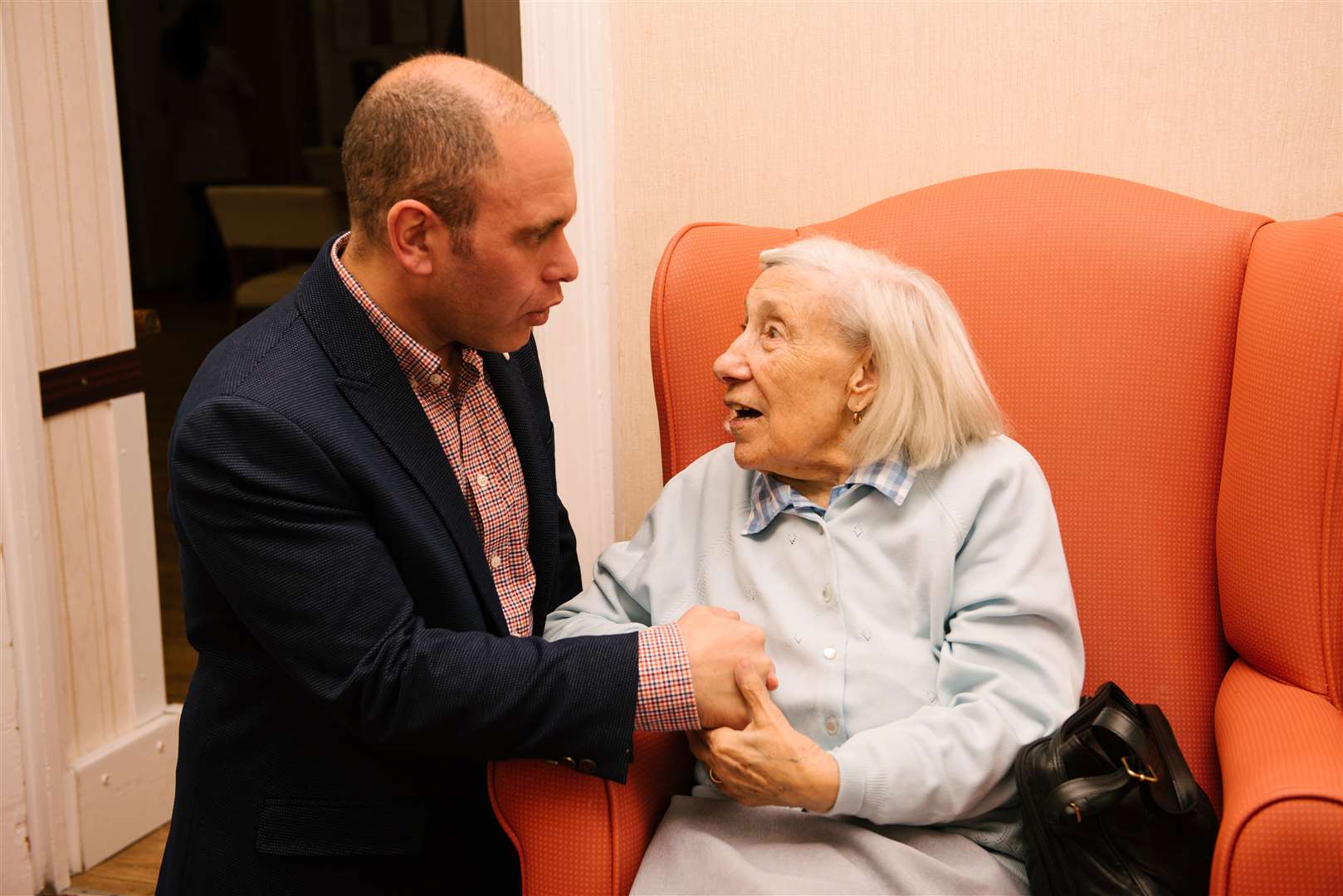 St Brelades' managing director, Larry Berkowitz, with a resident. Picture: Larry Berkowitz