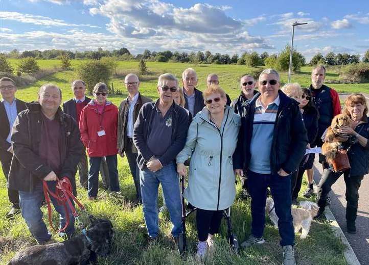 Village Green supporters at Bunyards Farm, Allington