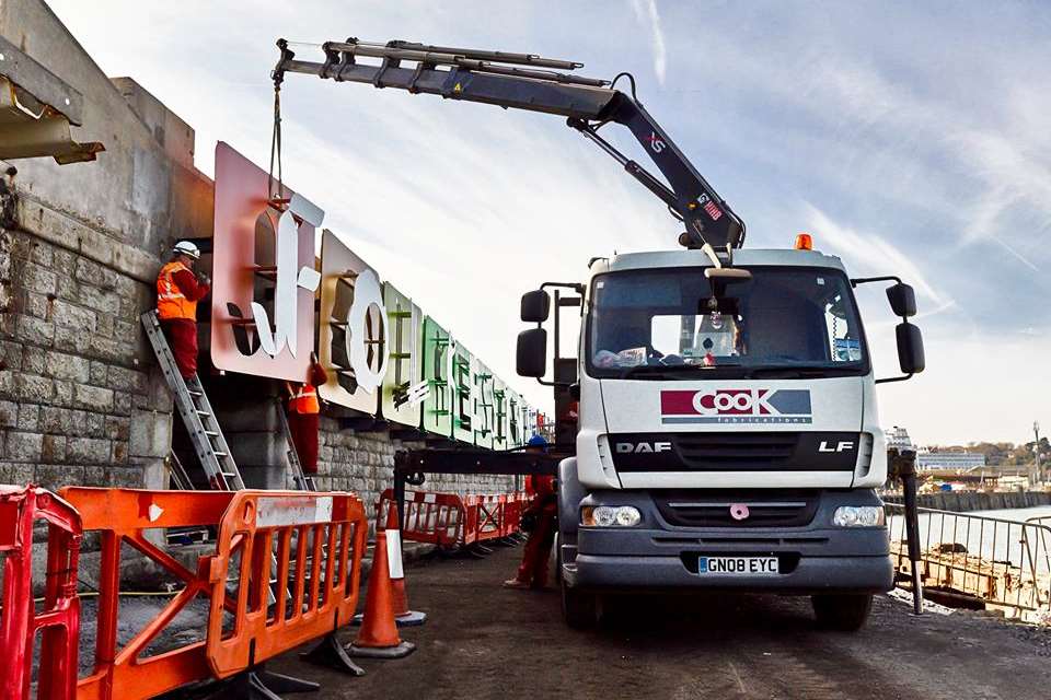 The sign was a commission for the first Folkestone Triennial in 2008. Picture courtesy of Peter Bettley