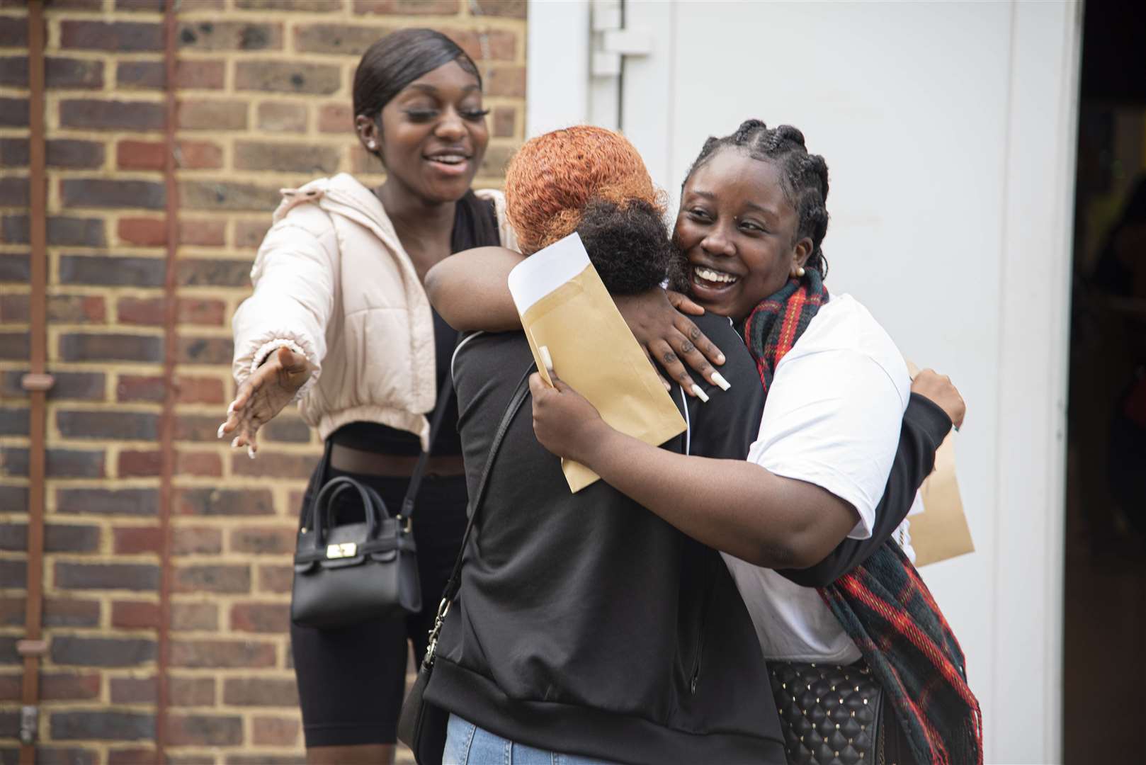 Hugs of joy at Northfleet School for Girls. Picture: Northfleet School for Girls