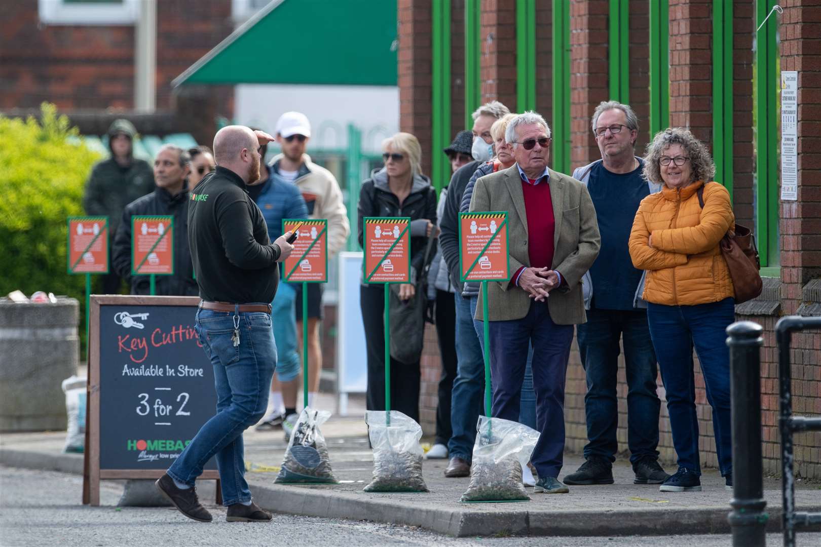 There were similar scenes outside a Homebase store in Leicester, with many shoppers arriving early in the morning (Joe Giddens/PA)