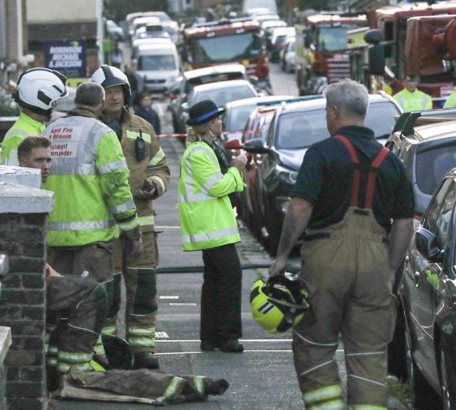 Firefighters and police at the Weston Road, Strood. Picture: UKNIP