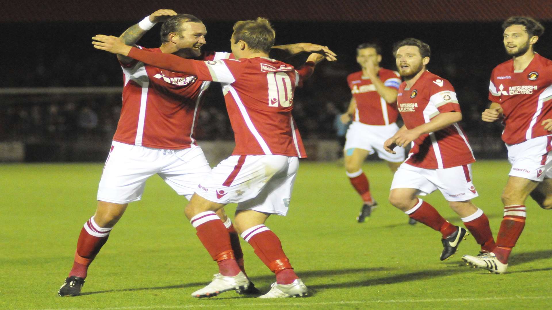 Danny Kedwell and Matt Godden celebrate another goal for Ebbsfleet Picture: Steve Crispe