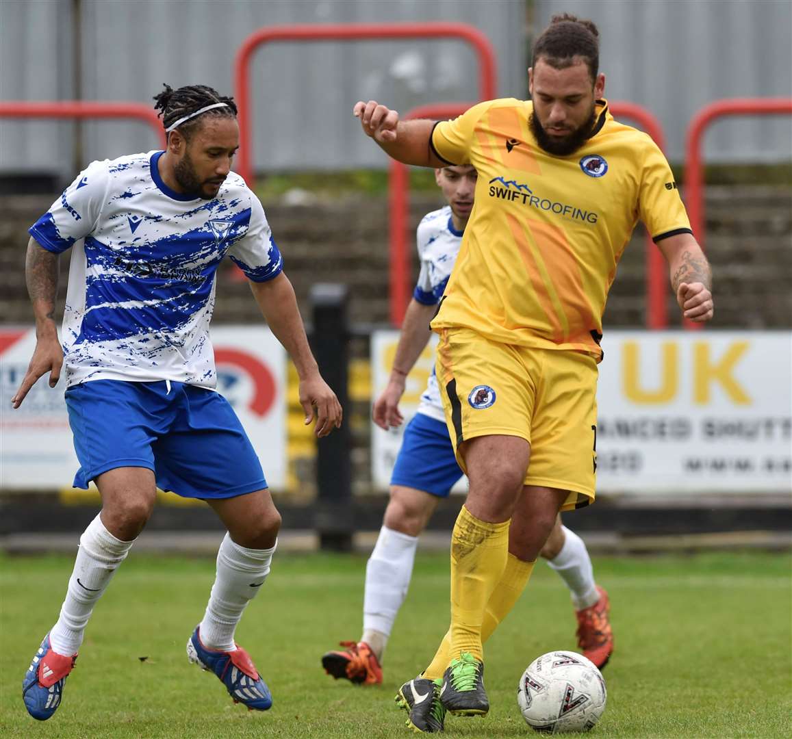 Bearsted forward Connor French on the ball at Erith & Belvedere. Picture: Ian Scammell