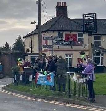 Supporters on the village green