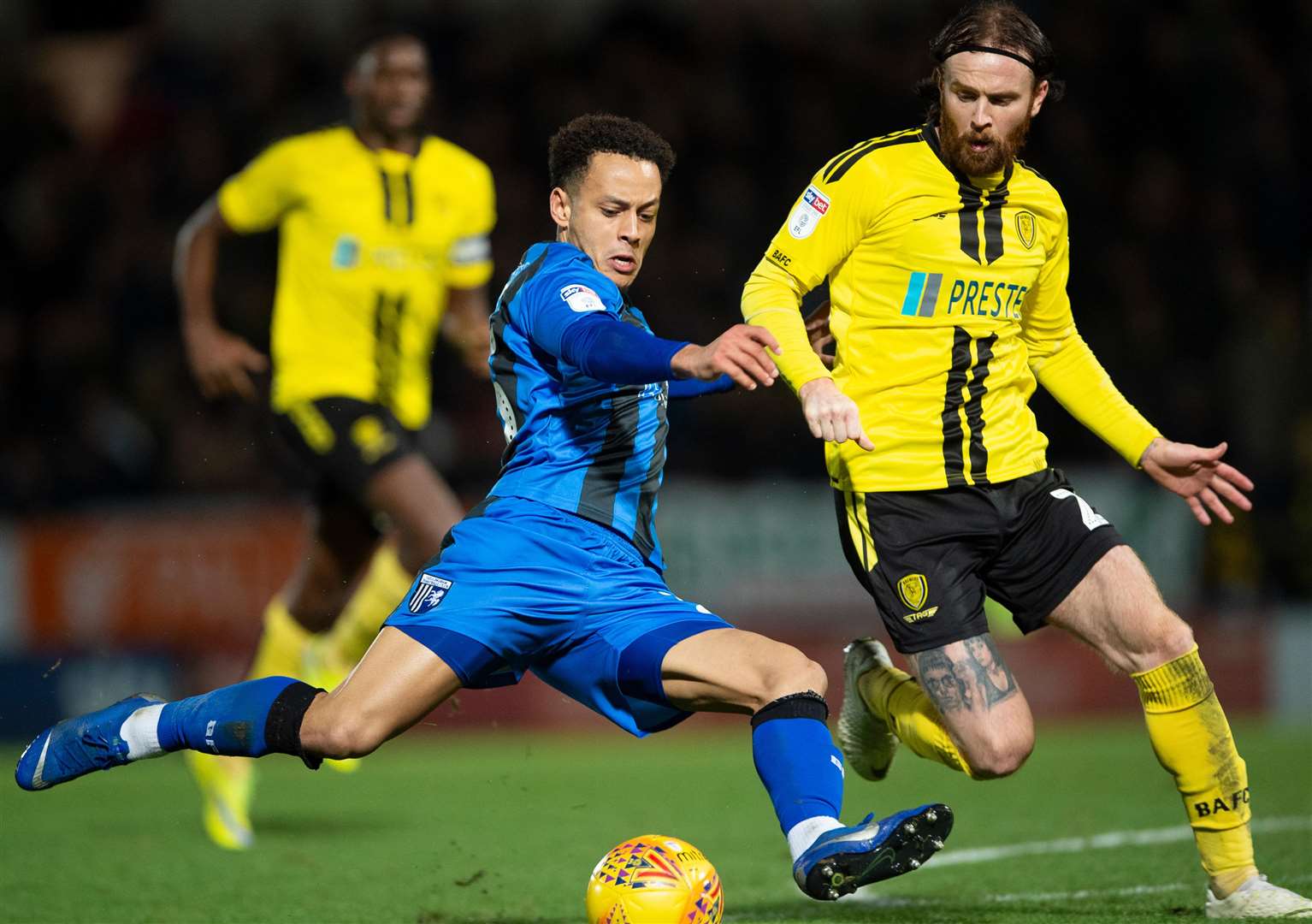 Elliott List in full flight as he is about to shoot watched by John Brayford Picture: Ady Kerry