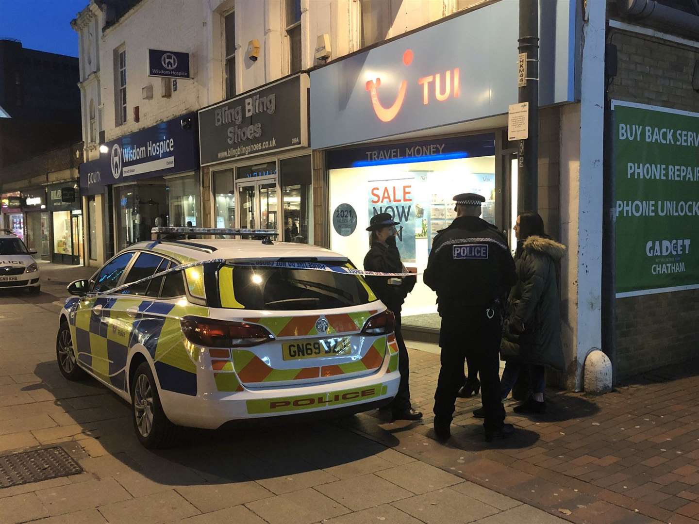 Officers were called to Chatham High Street just before 4pm to a suspected armed robbery. Picture: UKNIP