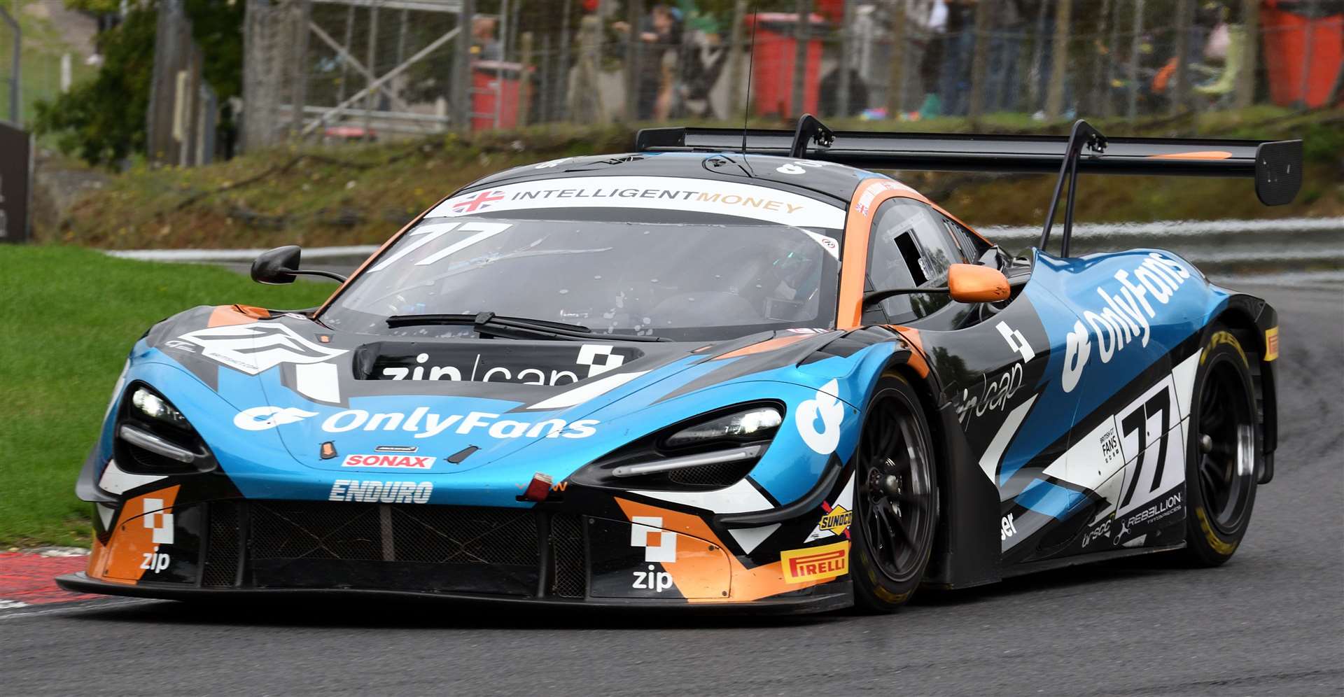 Marcus Clutton on his way to a dramatic last-gasp victory along with Morgan Tillbrook in the British GT race at Brands Hatch. Picture: Simon Hildrew