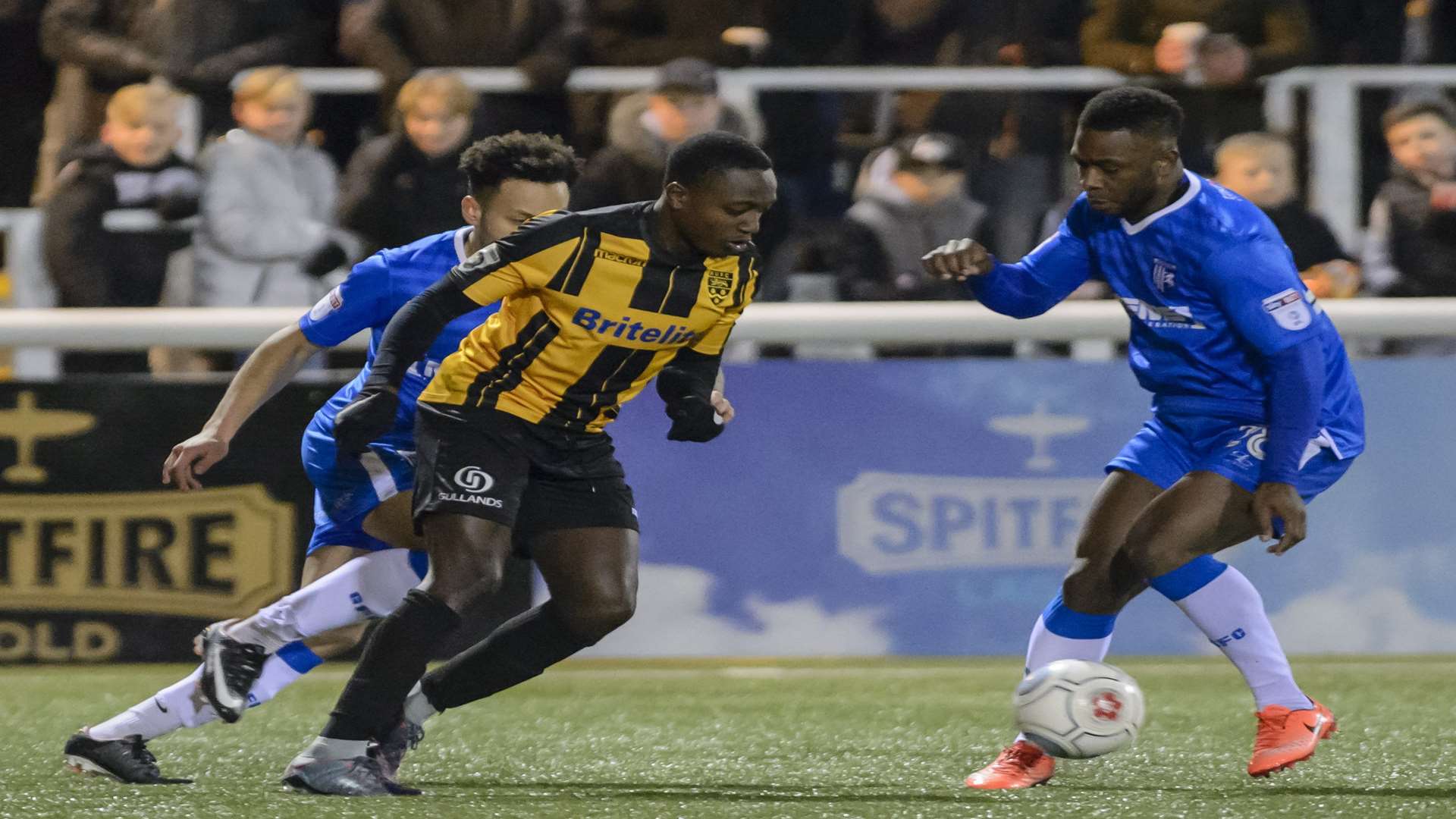 Jamar Loza takes the game to Gillingham Picture: Andy Payton