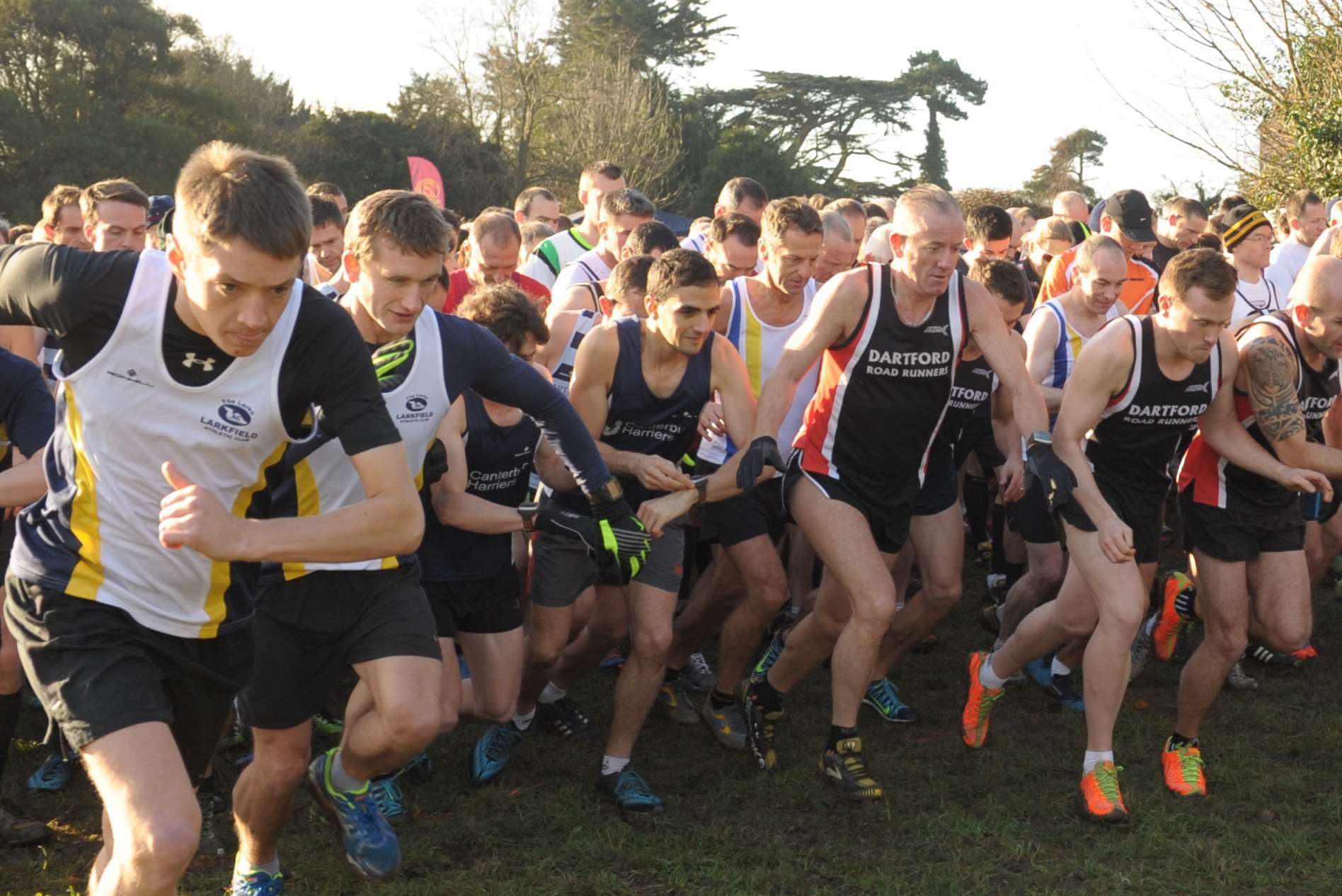 Runners jostle for position at the start of Sunday's race at Nurstead Court Picture: Steve Crispe