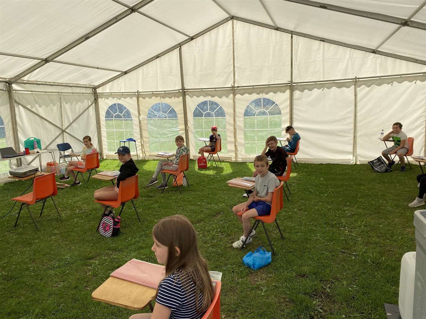 The school acquired a marquee which it has used to take on an additional year group outside