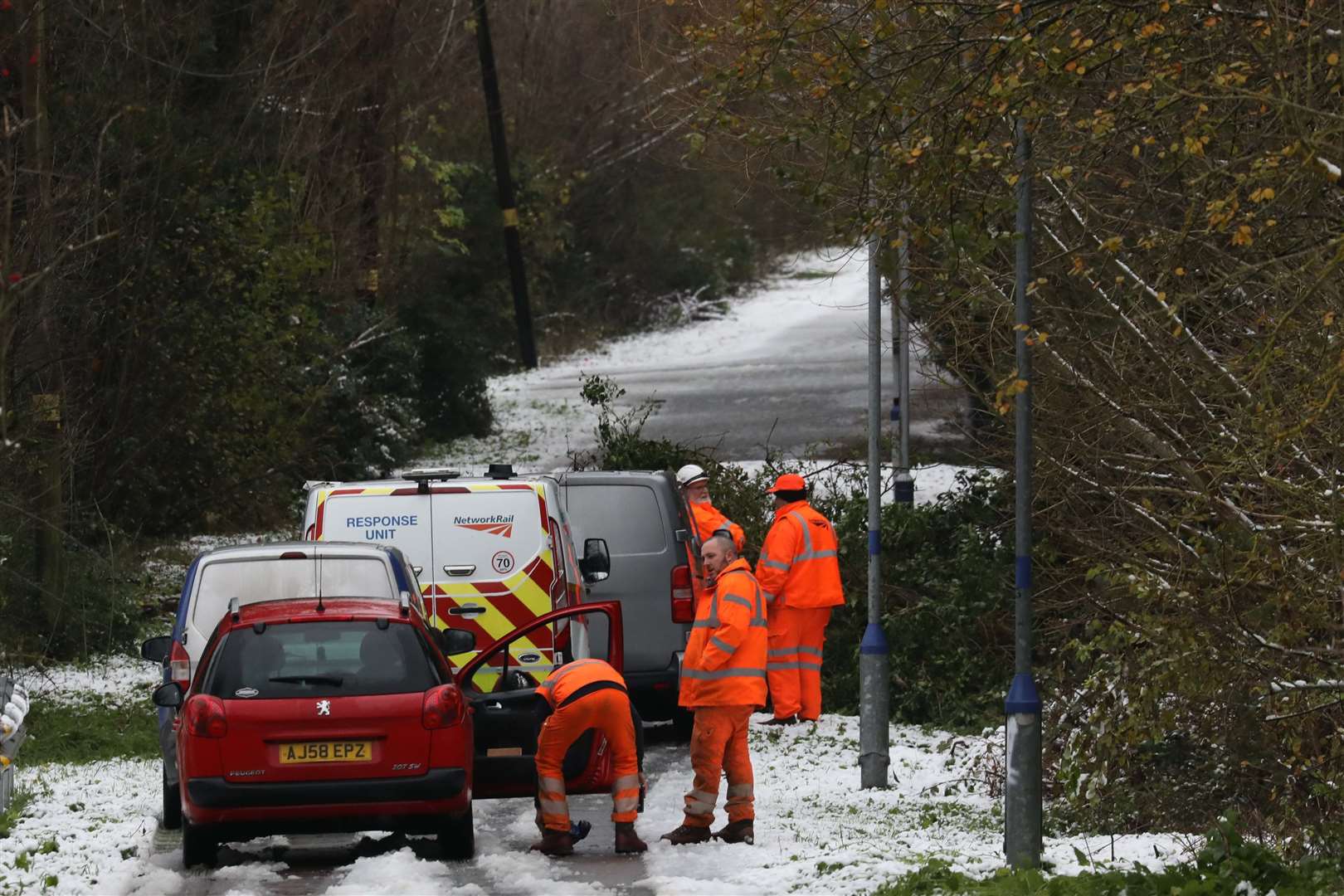 A fallen tree blocks the entrance to Hollingbourne Railway Station. Picture: UKNIP