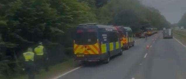 Met Police officers have arrested three men during a drugs bust at a site off of the A249. Picture: Tom Keys