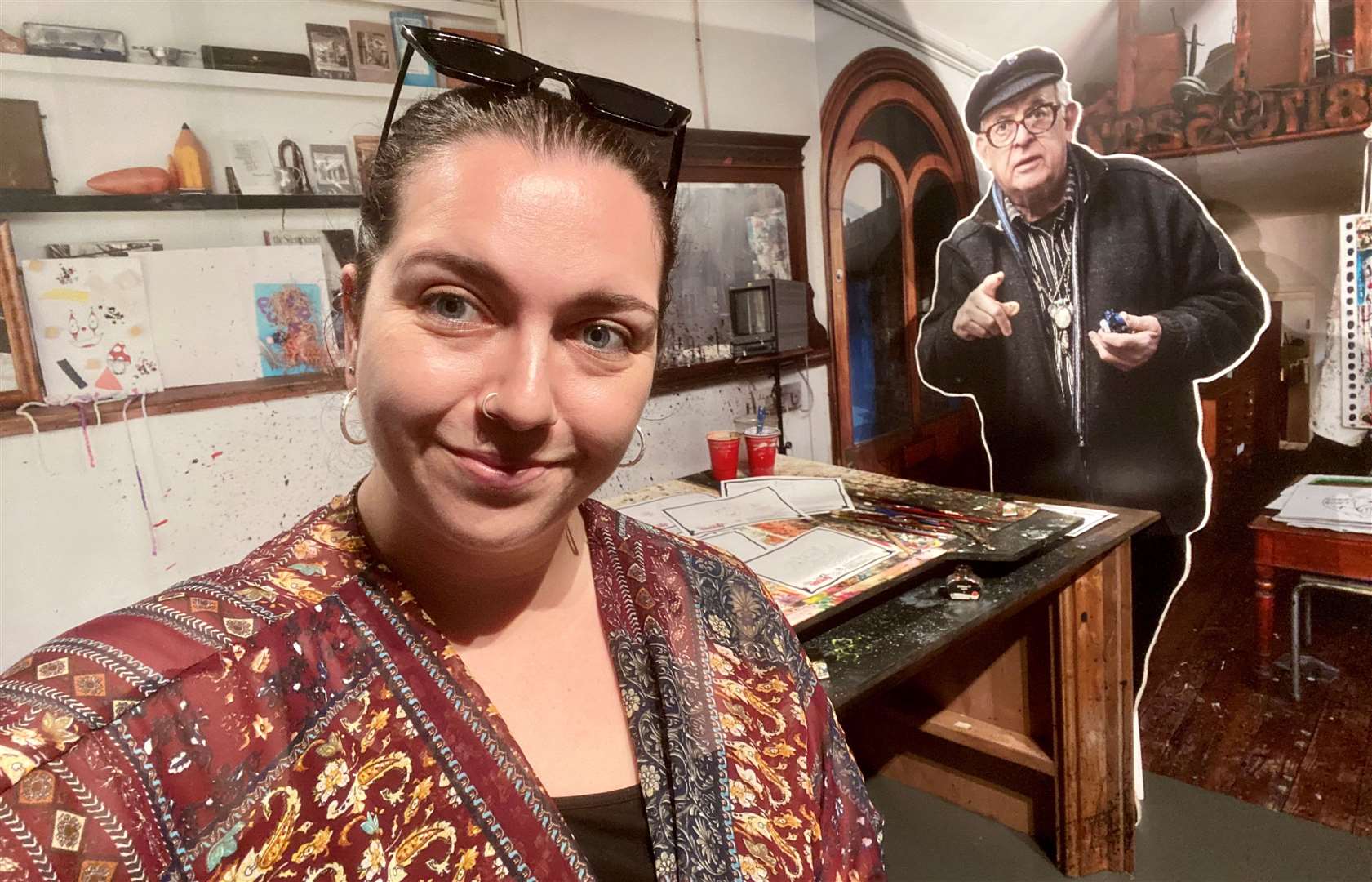 The recreation of Ralph’s studio is a great spot for selfies - I snapped one with a cardboard cutout of the illustrator in the background. Picture: Sam Lawrie