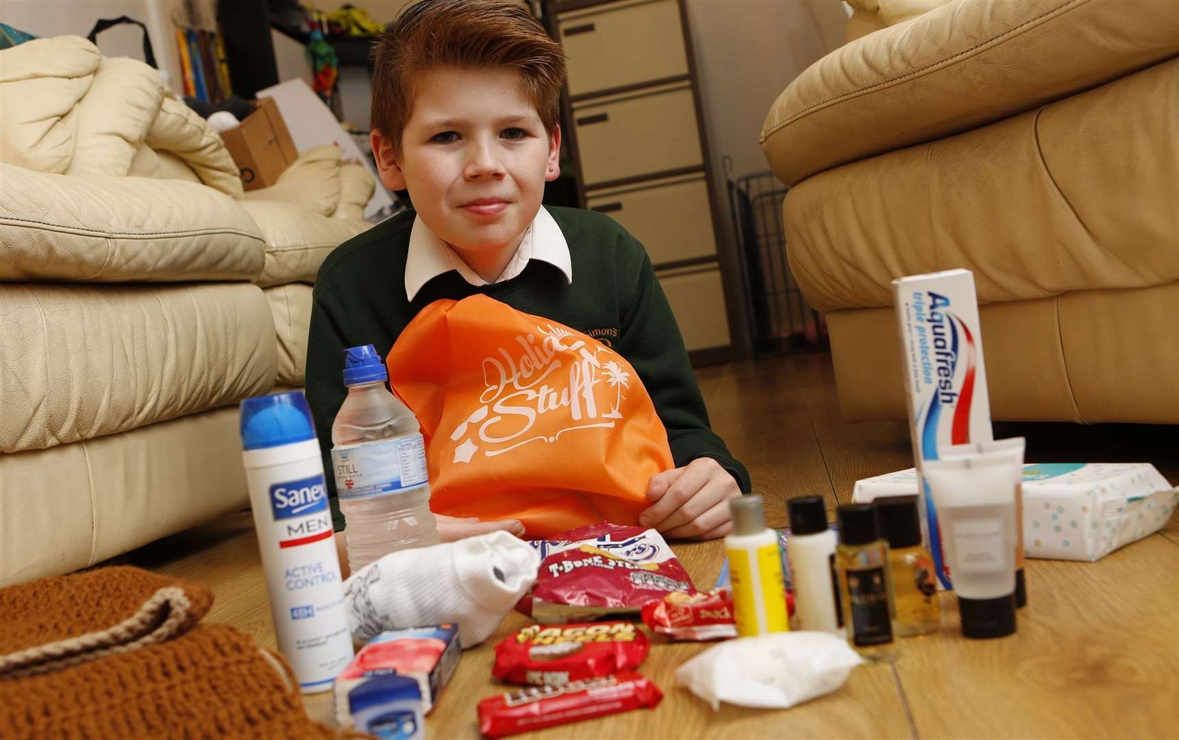 Brendan Maher has collected and bought items to be used in kits for homeless people. Picture: Andy Jones