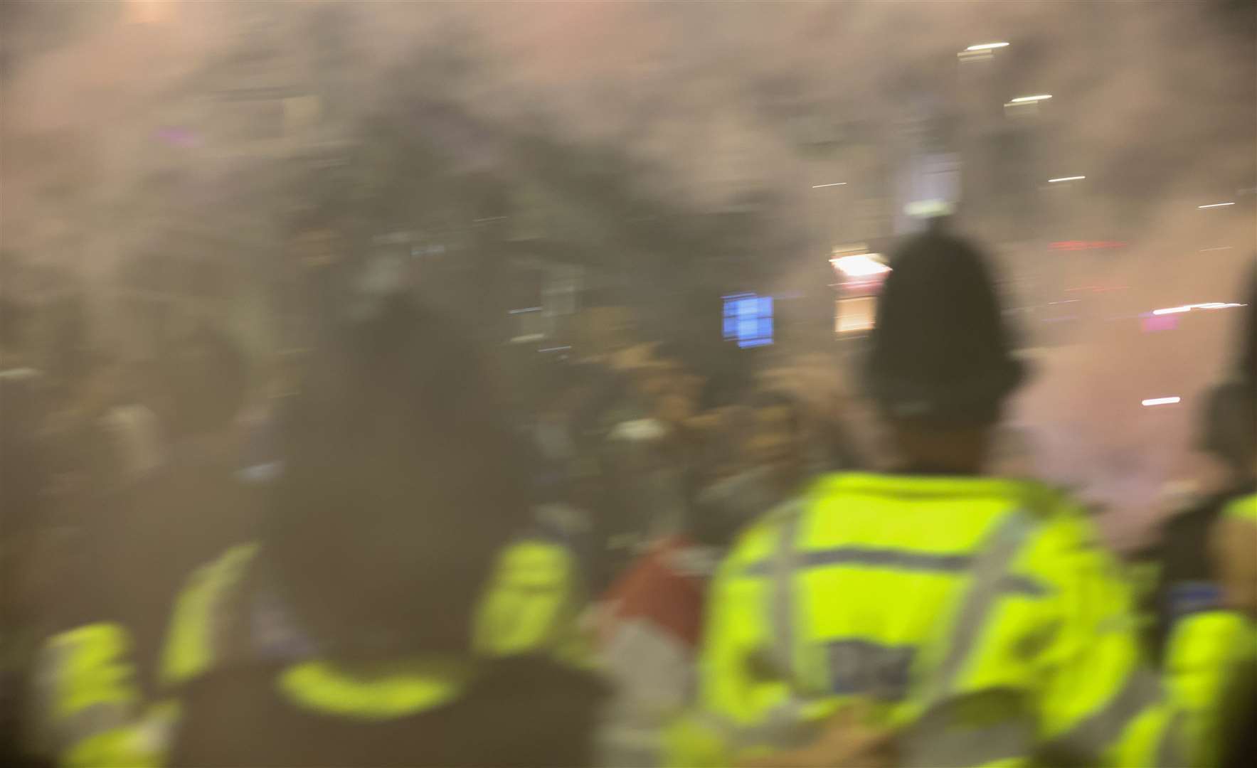 Police in Maidstone town centre after England lost to Italy in the Euro 2020 final. Picture: UKNIP