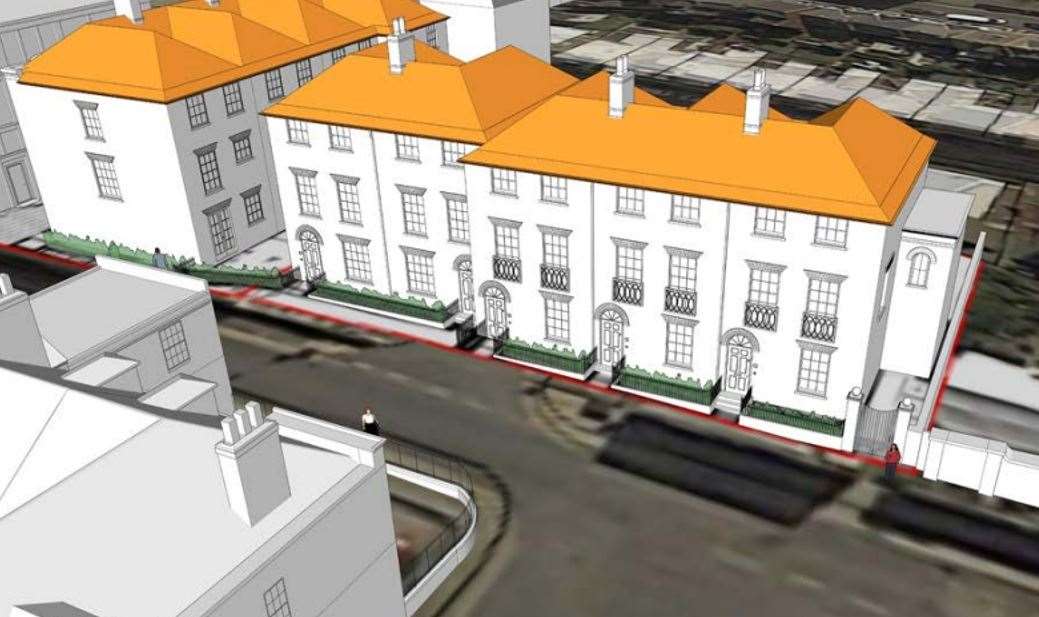 How the nine townhouses included in the development of The Regent cinema in Deal could look if permission is granted. Picture: Clague Architects