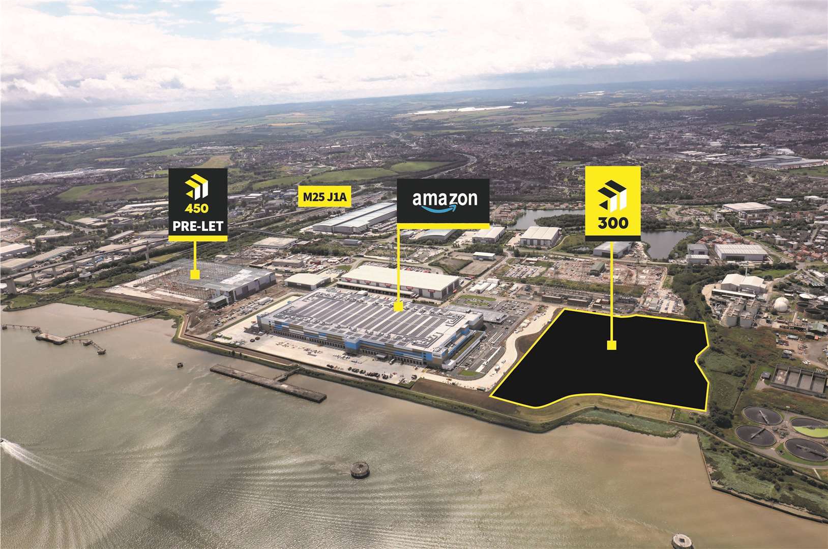 Aerial views of the overall plans for the former Littlebrook power station site. The third unit is the large site pictured to the right. Picture: Bericote/Tritax