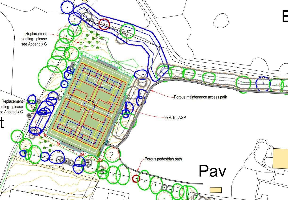 What the 3G pitch is proposed to look like with the recreation ground