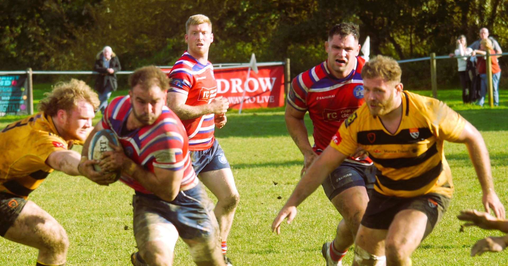 Tonbridge Juddians' Tom Nicoll on the charge against Canterbury. Picture: Adam Hookway