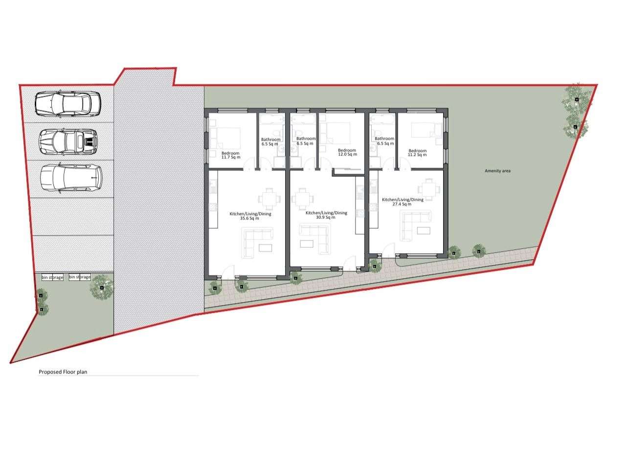 There will be three one-bedroom bungalows built on the plot last used by a scout club. Photo credit: Swanscombe Almshouse Charity