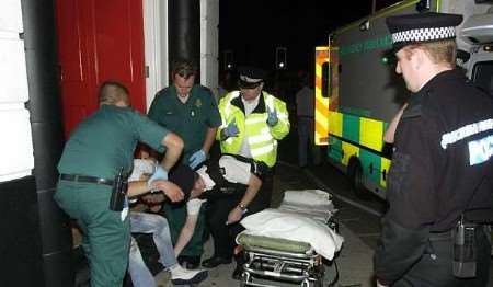 A Kent ambulance crew at work during a real emergency